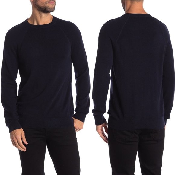 Vince Cashmere Wool Crew Neck Sweater Navy Blue Size XS Slim Fit Minimalist Knit - Picture 2 of 10